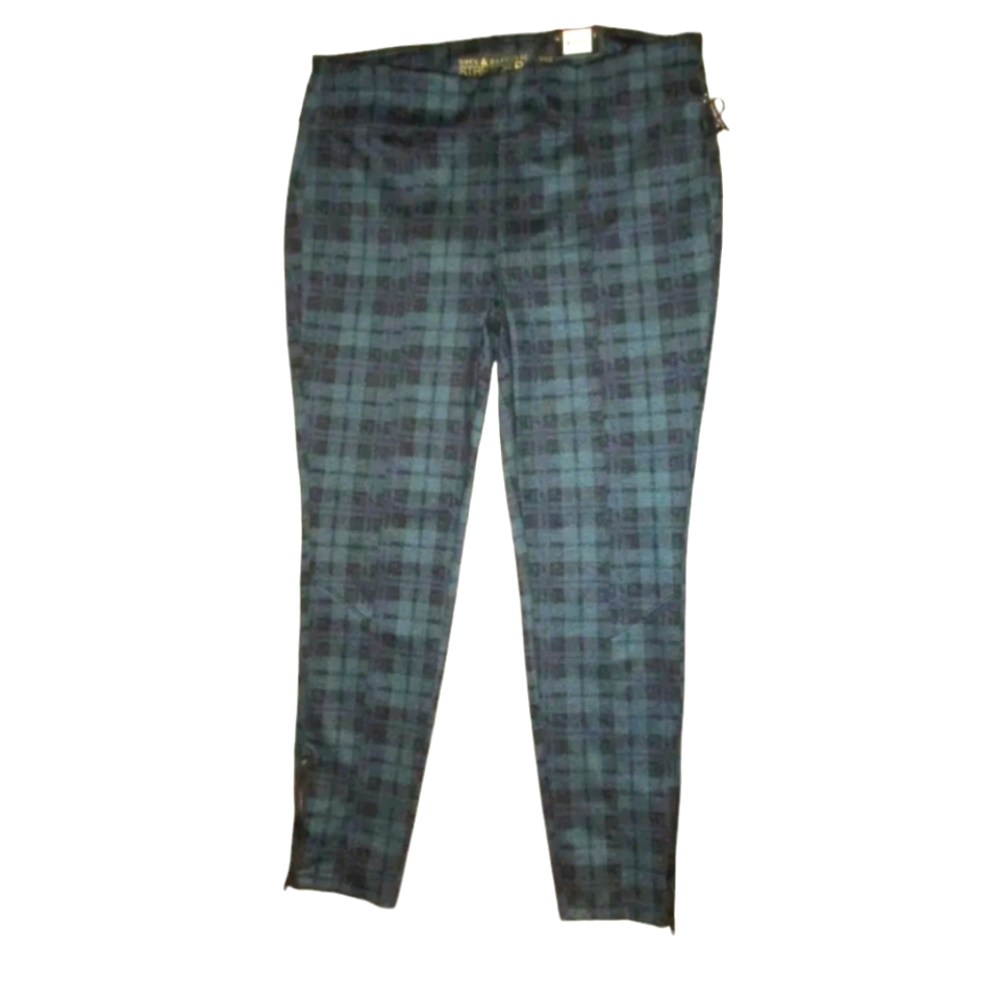 Rock & Republic Women’s Green Checkered Stretch Rx Legging Size XL NWT